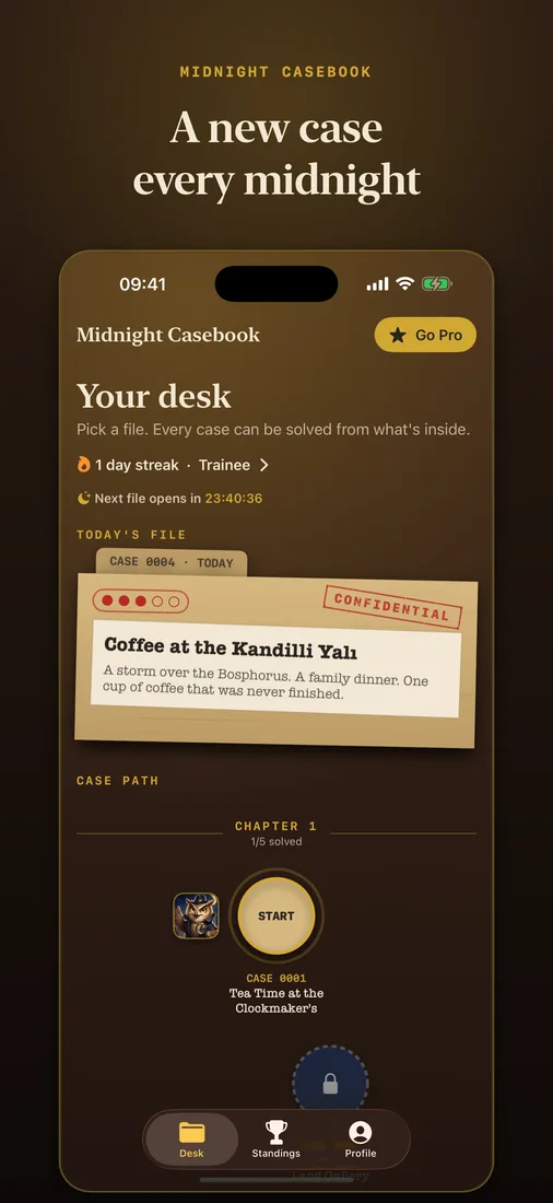 Midnight Casebook screenshot: A new case every midnight