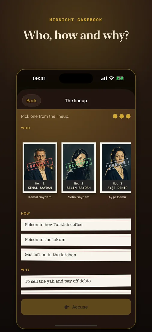Midnight Casebook screenshot: Who, how and why?